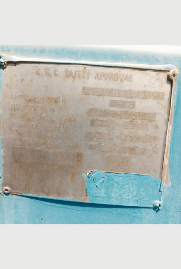 The resized image of the CSC safety approval information of the 20' OPEN TOP 1993 model.